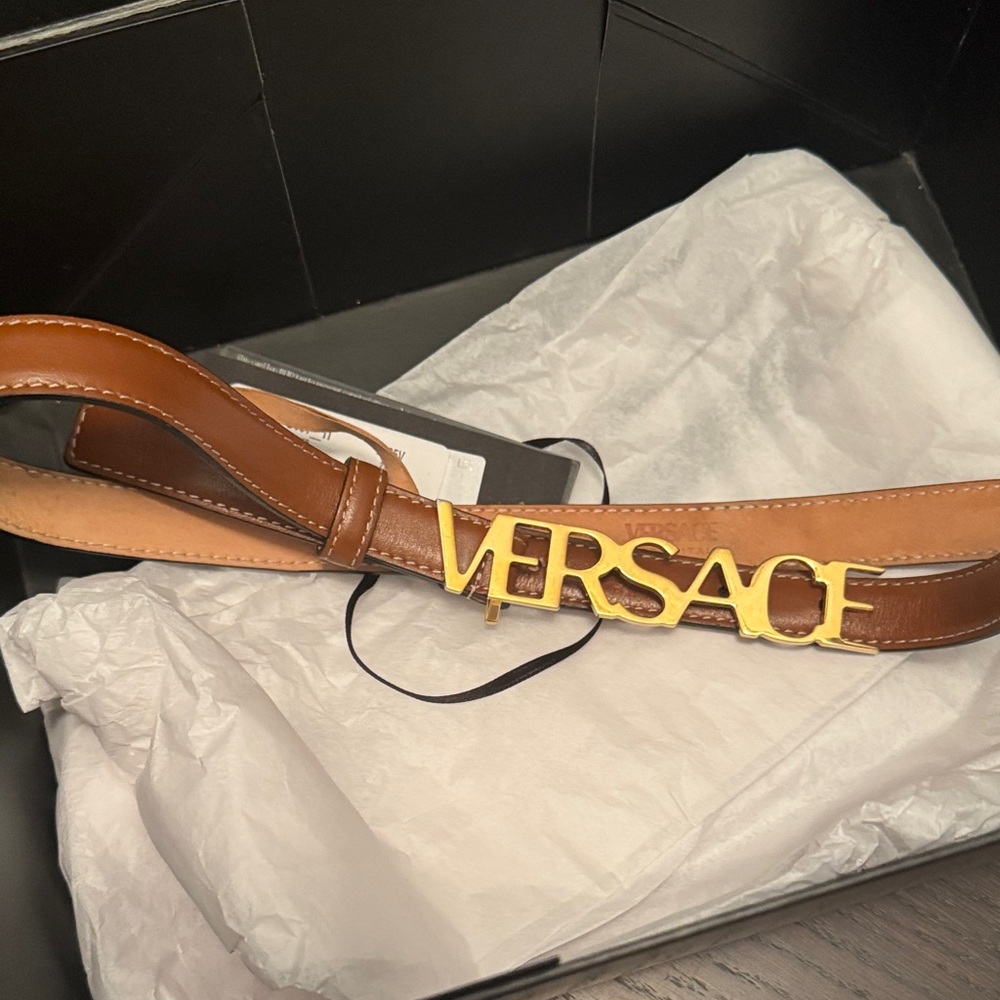 Versace Gold and Brown Belt Bag